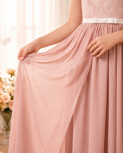 Blush Pink Lace Cap Sleeve Occasion Dress