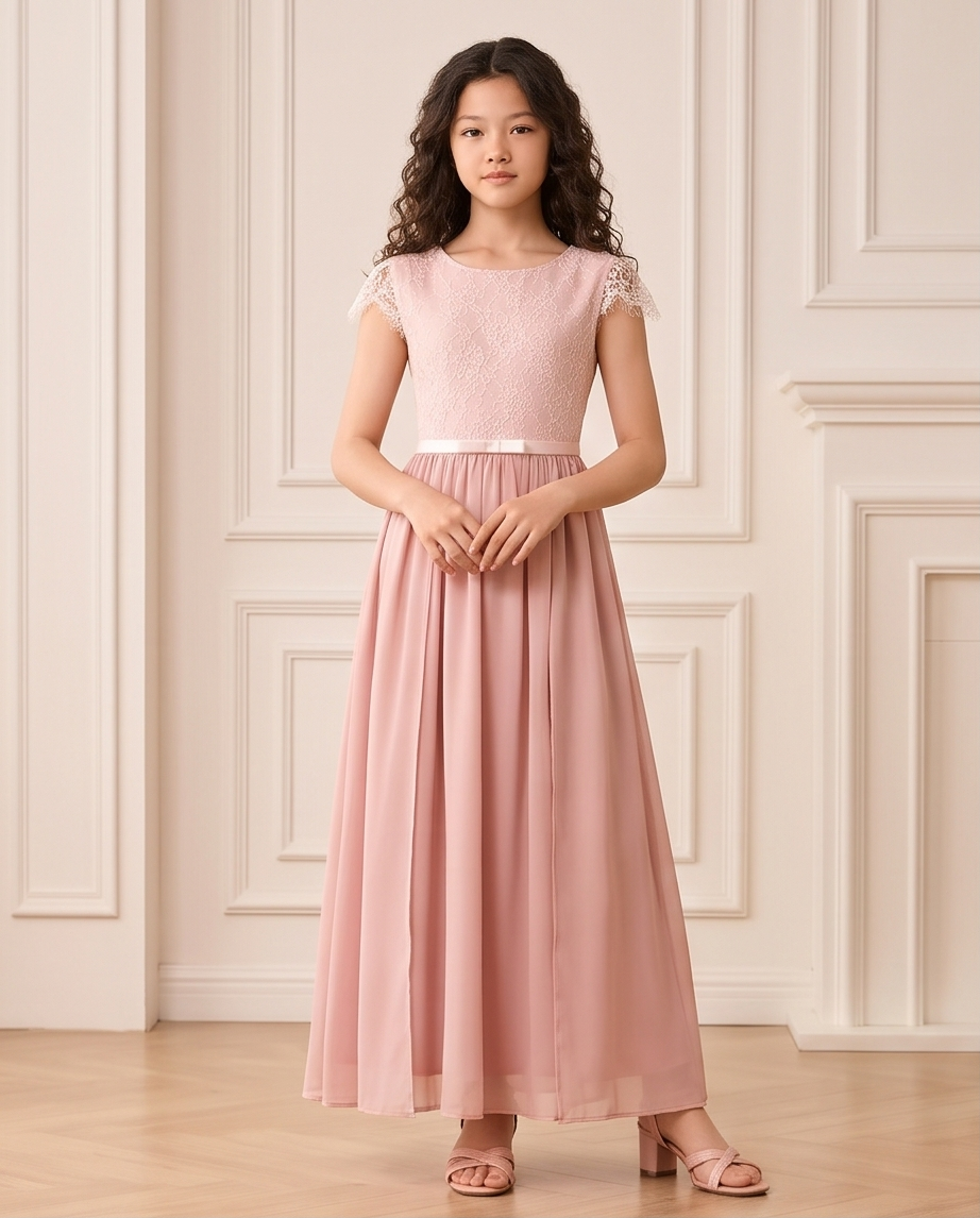 Blush Pink Lace Cap Sleeve Occasion Dress