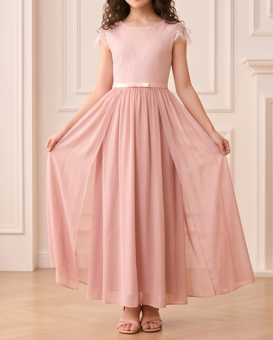 Blush Pink Lace Cap Sleeve Occasion Dress