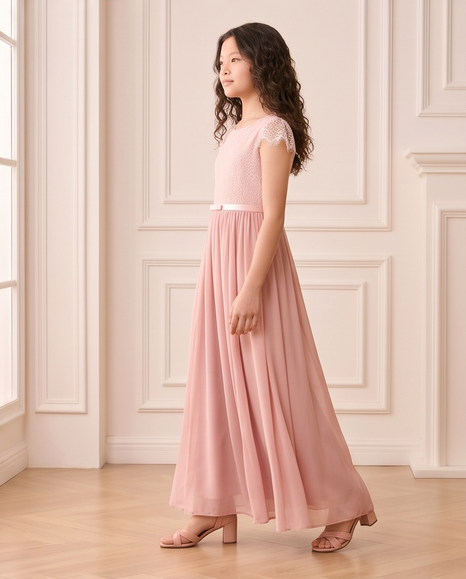 Blush Pink Lace Cap Sleeve Occasion Dress
