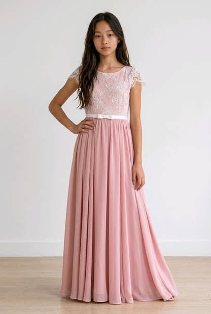 Blush Pink Lace Cap Sleeve Occasion Dress