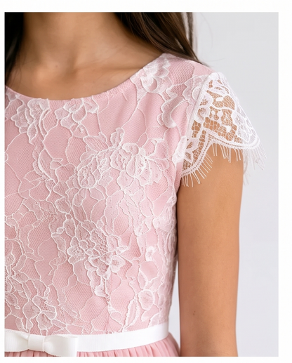 Blush Pink Lace Cap Sleeve Occasion Dress