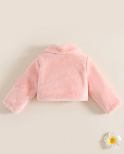 Girls Faux Fur Bolero Shrug, Blush Pink Special Occasion Jacket