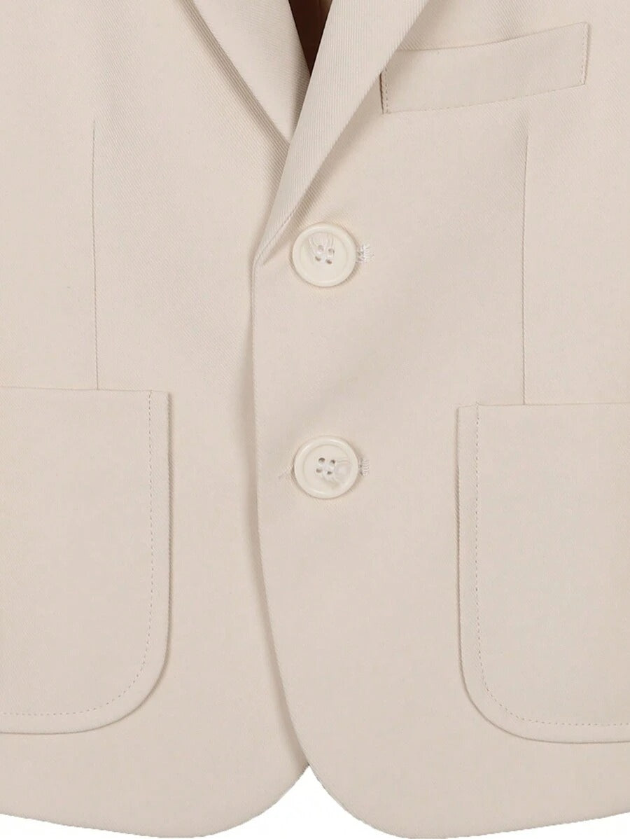 Boys’ Beige 4-Piece Formal Suit – Coat, Waistcoat, Trousers & Bow Tie