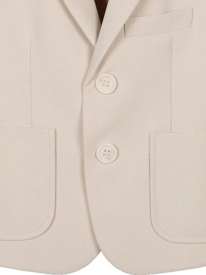 Boys’ Beige 4-Piece Formal Suit – Coat, Waistcoat, Trousers & Bow Tie