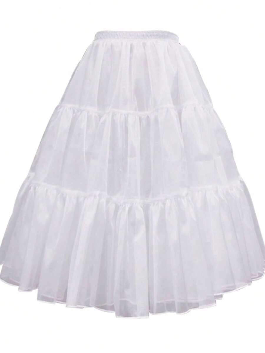 Girls white boneless petticoat full volume view on mannequin outdoors