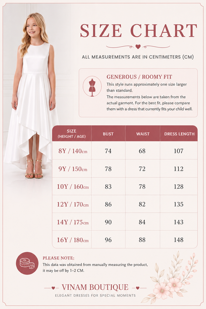 size chart for communion dress