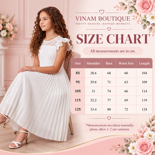 Lace Sonata White Pleated Communion Dress
