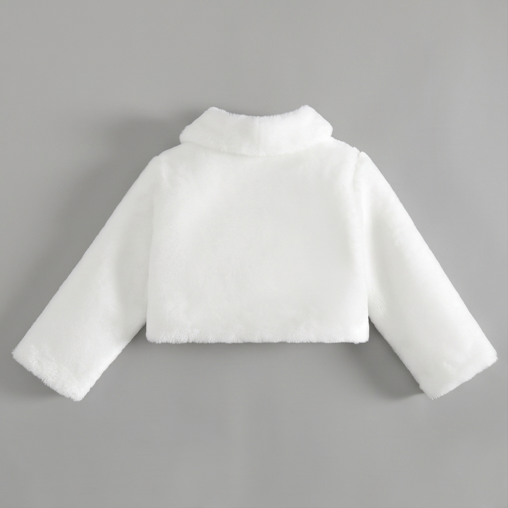 White fleece jacket on a gray background