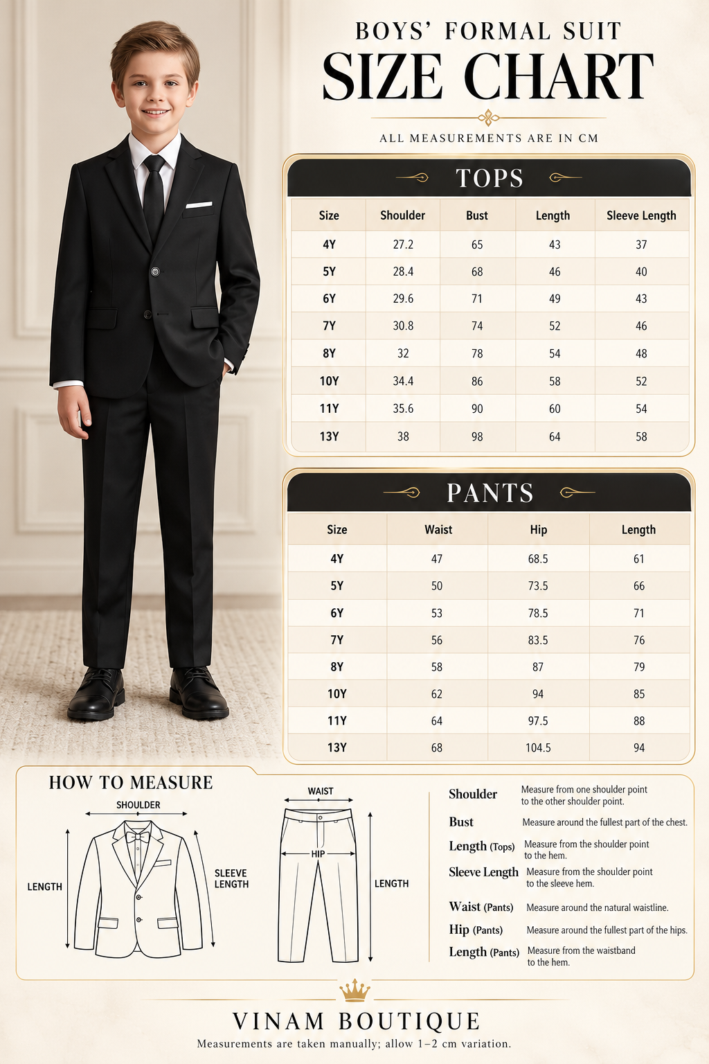 Product size chart