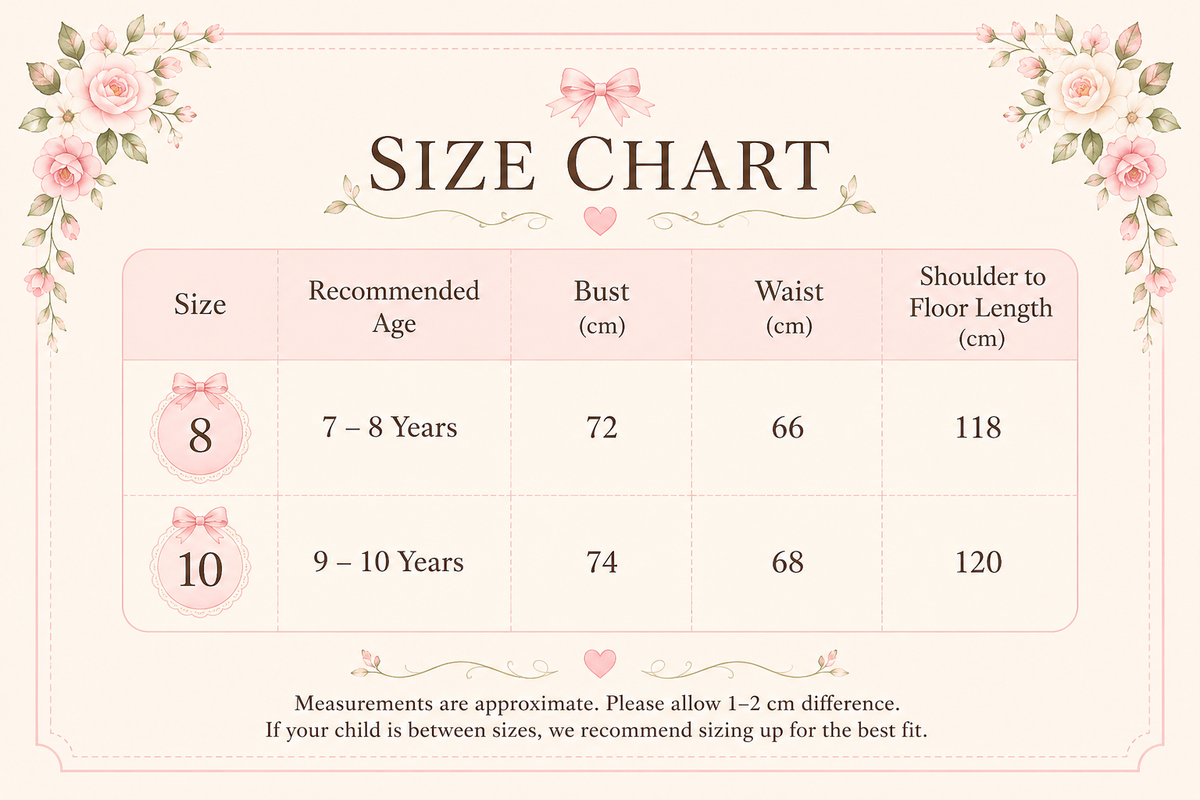 Product size chart