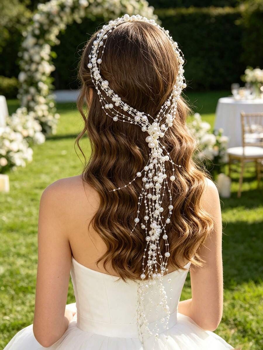 Woman with a decorative headpiece in an outdoor setting