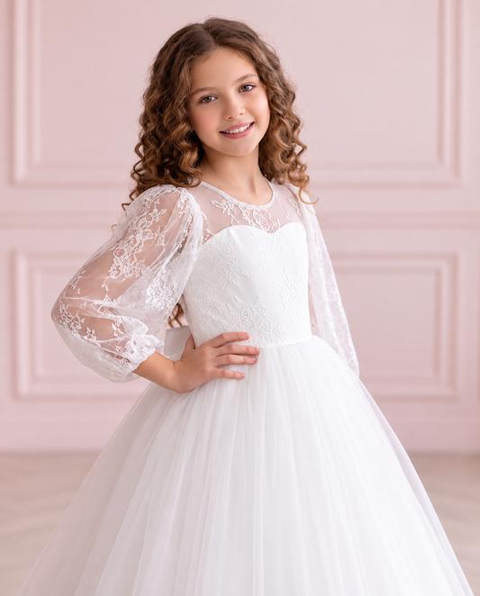 Girl wearing White Princess_Dress_Portrait