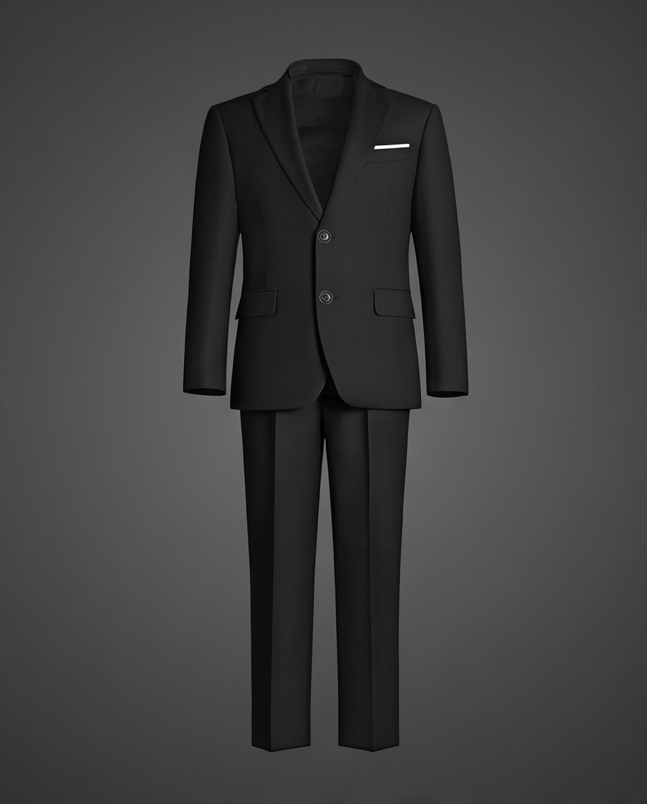 Boys’ Black 4-Piece Formal Suit – Jacket, Trousers, Tie & Bow Tie
