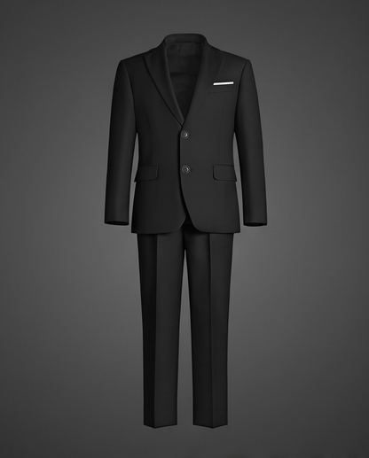 Boys’ Black 4-Piece Formal Suit – Jacket, Trousers, Tie & Bow Tie