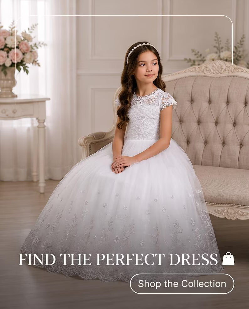 Child wearing a white communion dress