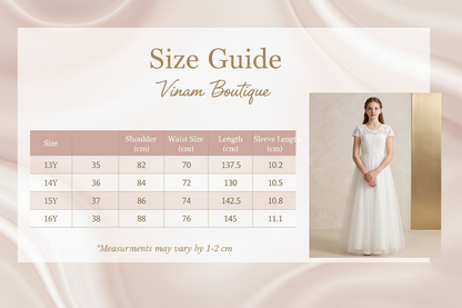 Vinam Boutique Size Guide - Lace & Tulle Communion Dress