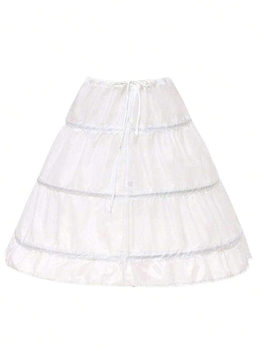 White petticoat with multiple layers on a white background