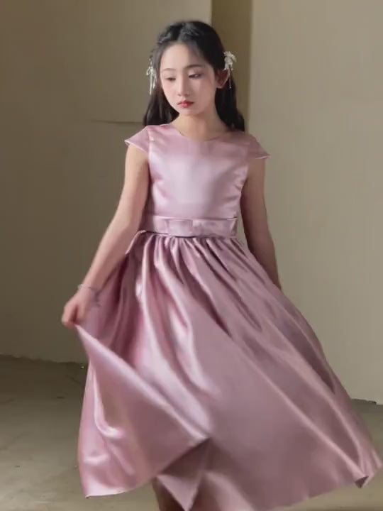 blush pink satin dress video 