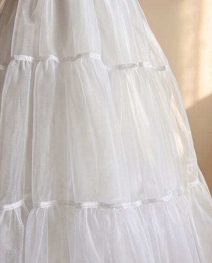 Girls White Four-Layer Tulle Petticoat | Communion & Flower Girl Dress Underskirt