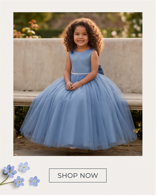Satin Bodice Tulle Skirt Elegant Flower Girl Dress