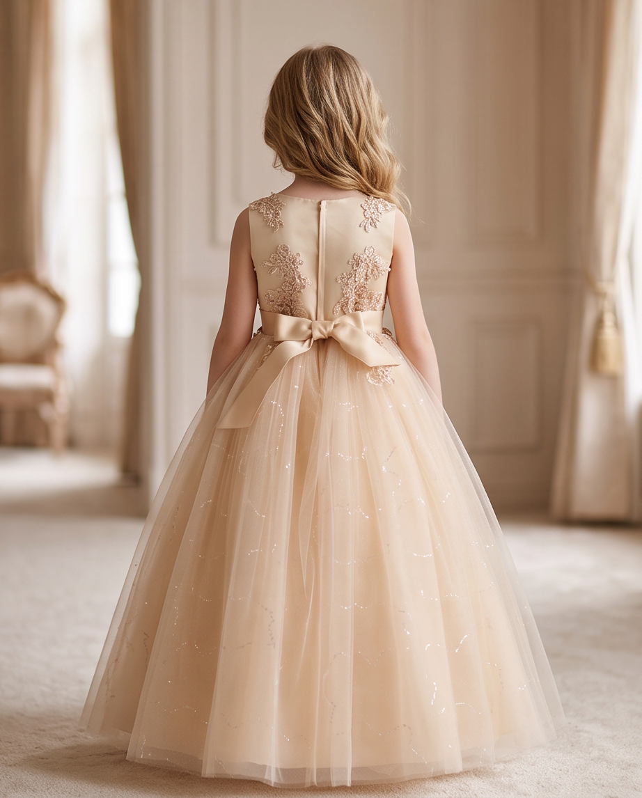 Aurora Elegant Tulle Flower Girl Dress for Girls | Vinam Boutique
