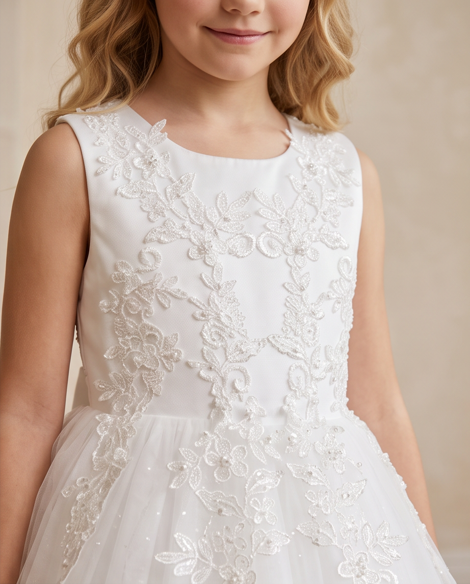 Aurora Elegant Tulle Flower Girl Dress for Girls | Vinam Boutique