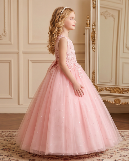 Aurora Elegant Tulle Flower Girl Dress for Girls | Vinam Boutique