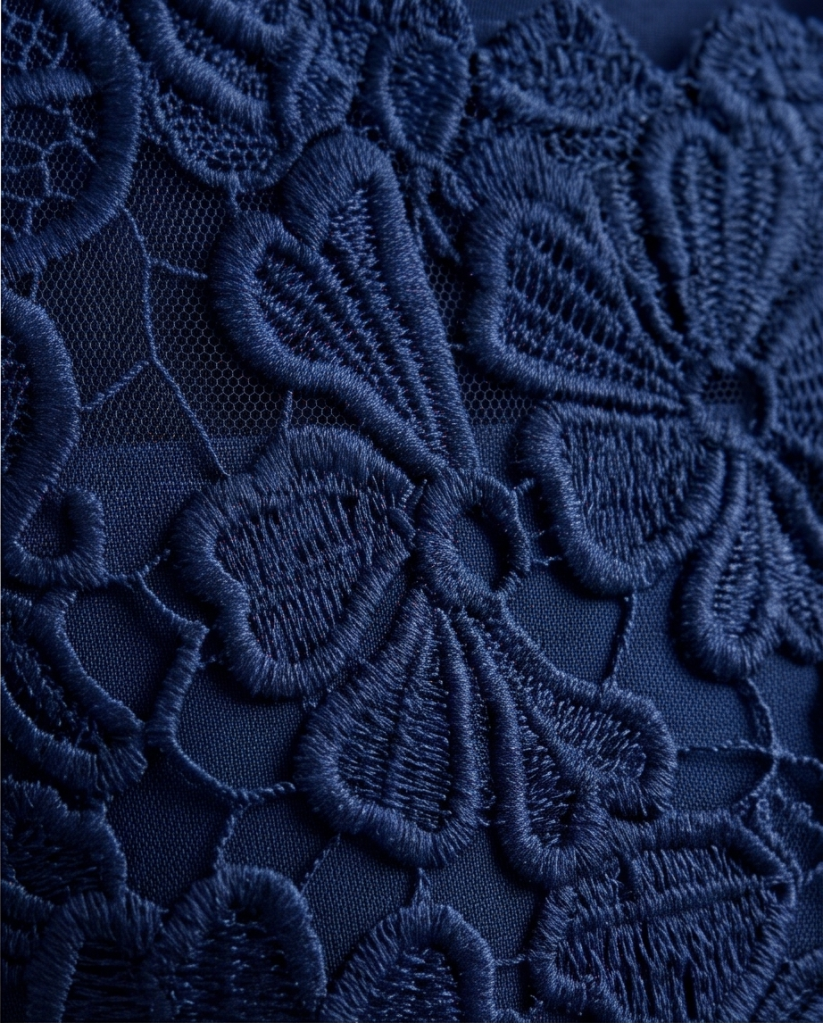 Navy Floral Lace Long Girls’ Occasion Dress