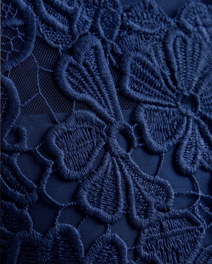Navy Floral Lace Long Girls’ Occasion Dress