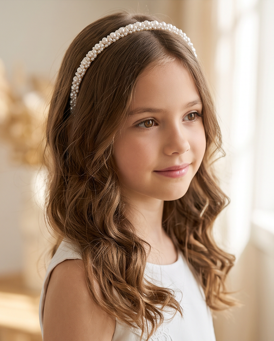 Girls Pearl & Floral Communion Headbands Collection