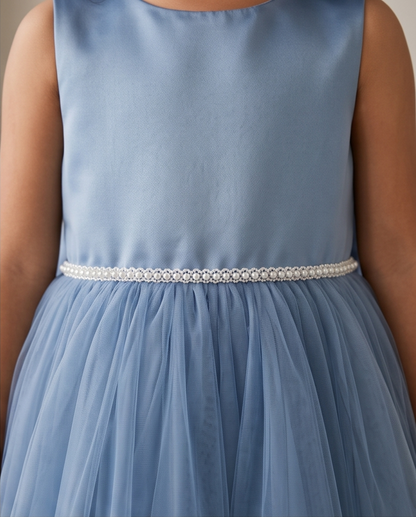 Satin Bodice Tulle Skirt Elegant Flower Girl Dress