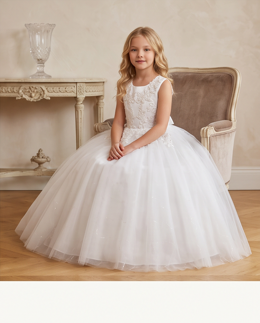 Aurora Elegant Tulle Flower Girl Dress for Girls | Vinam Boutique