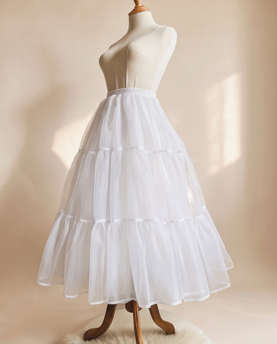 Girls White Four-Layer Tulle Petticoat | Communion & Flower Girl Dress Underskirt