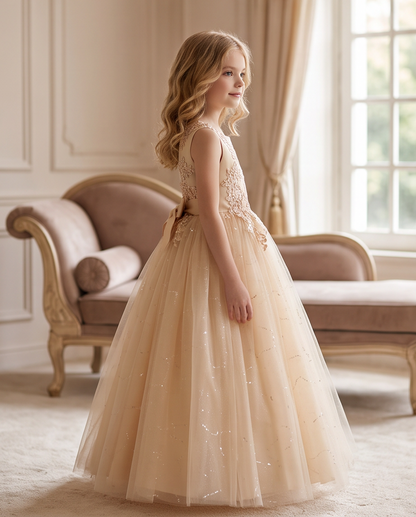 Aurora Elegant Tulle Flower Girl Dress for Girls | Vinam Boutique