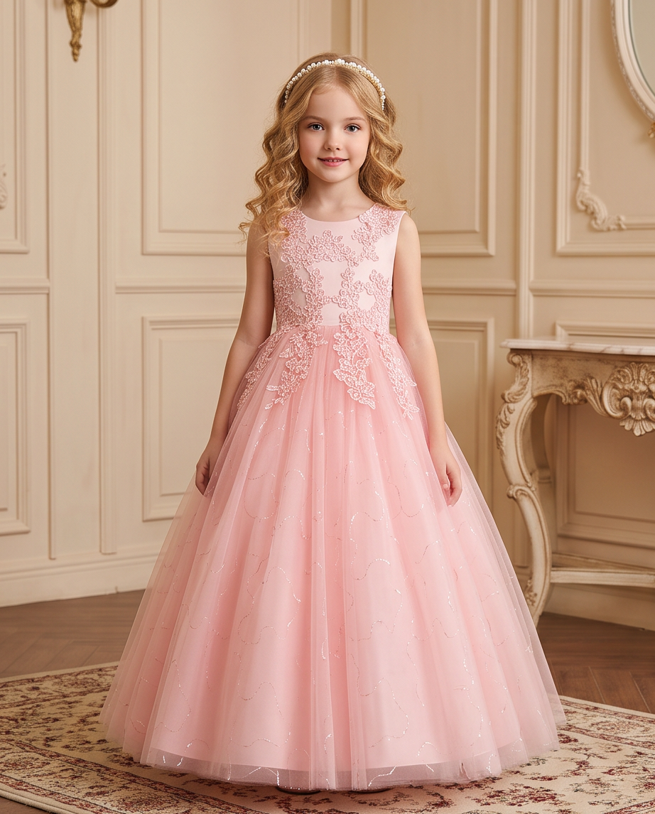 Aurora Elegant Tulle Flower Girl Dress for Girls | Vinam Boutique