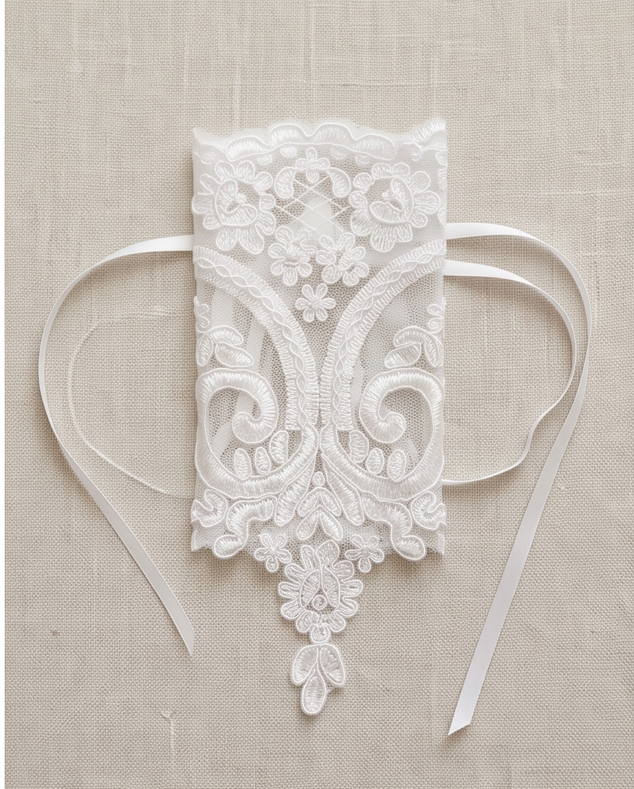 Girls’ White Lace Fingerless Gloves – One Size